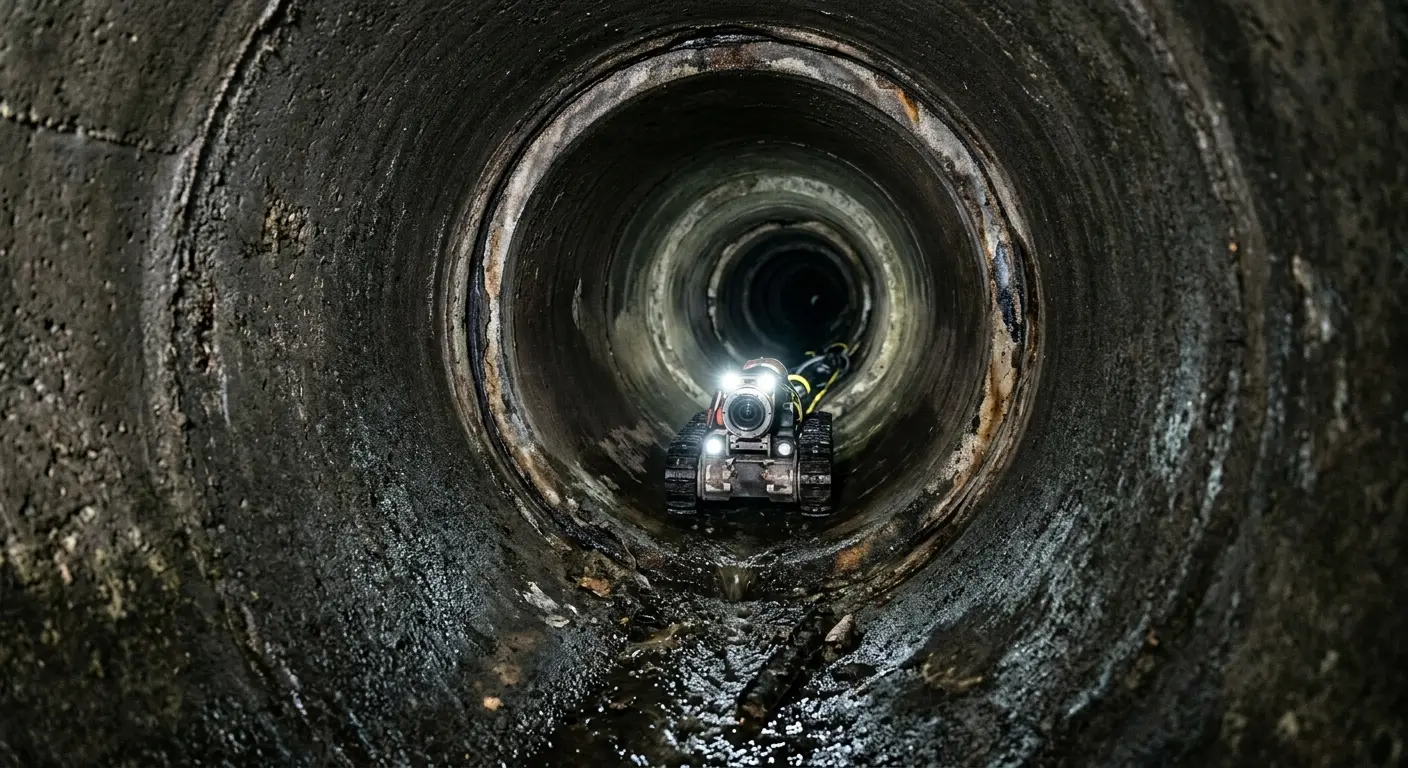 Robotic sewer camera inspecting pipe interior for Sewer Line Cleaning in Kennesaw